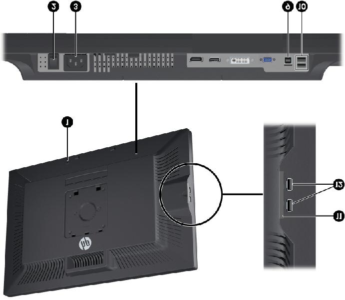 Component Function 4 DVI-D Connector Connects the DVI-D cable to the monitor. 5 VGA Connector Connects the VGA cable to the monitor.