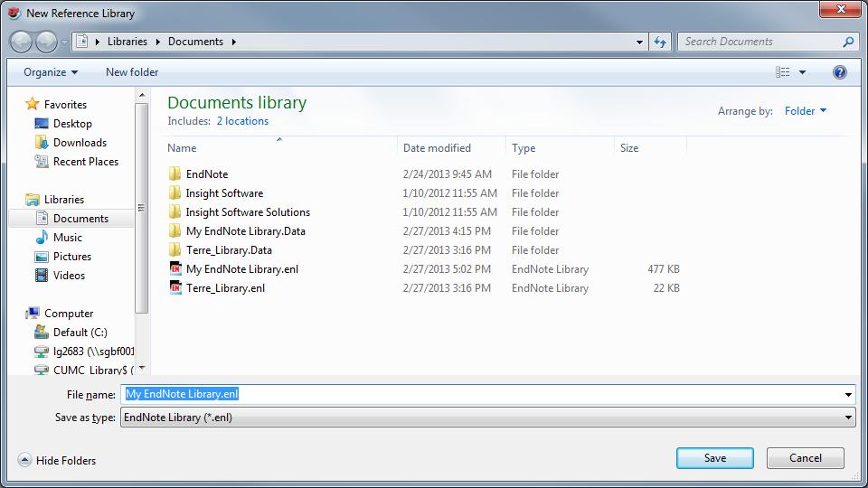 1. Create an EndNote Library database After installing EndNote X7 software from CUIT (making sure that you have downloaded both the software and the Licence.