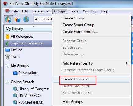 Tip: It is highly advised to keep only a single EndNote Library, and within that single library to use Groups