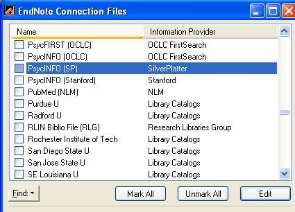 Reference Manager and Procite are also configured somewhat the same.