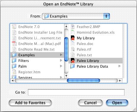 NOTE: If you have set a default library to open automatically, that library will open instead of the dialog shown above.