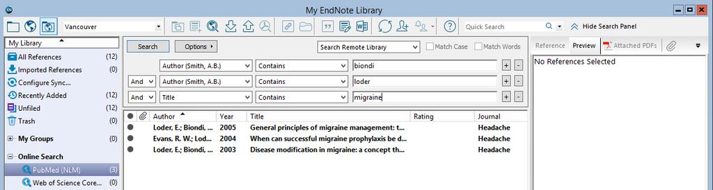 SEARCHING PUBMED FROM WITHIN ENDNOTE Make sure that Integrated Library & Online Search Mode is selected on the toolbar.