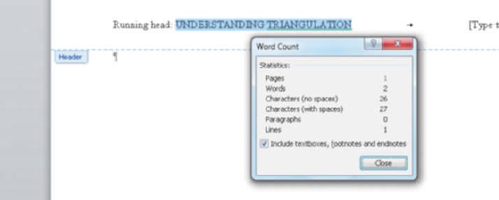 Drag through the running head text, UNDERSTANDING TRIANGULATION, to select the text.