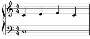 The following musical excerpt in traditional scoring is represented as an array of arrays by the MIDIFile class: "#$"%$"&'$"%##$"#"( "#$"%$"&#$"%##$"#"' "#$%&"'&"(%&"'%%&"#$%") "#$"%$"&'$"%##$"()#"*