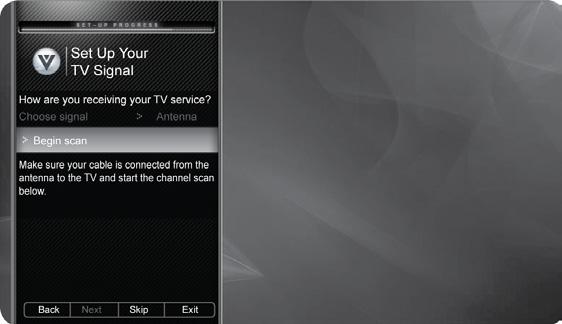 7 8 Answer the on-screen questions about your TV connection using the Arrow and OK buttons on the remote.