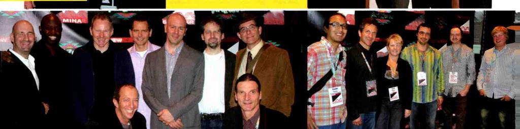 " ABOVE: SESAC senir directr f writer / publsher relatins Jhn Mullins (far left) pses with My Friend Cab Music president Dale Bray; hnrees Juan Oter and Seth Msley, wh perfrmed their