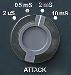 ATTACK Compressor attack timing. RECOVERY Compressor release timing.