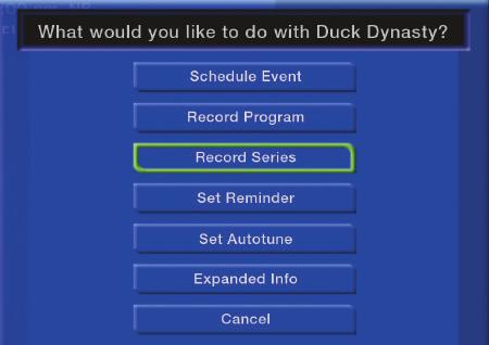 Step 3: Pick a Result You can highlight any TV program or rental listing and press OK and a menu will appear, enabling you to... (1) Schedule an Event (recording - see 8 DVR).
