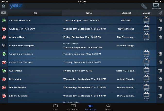16 YourTV App with Remote Scheduling (Coming Soon) Note: If your STB is shown with the following warning icon in the devices section: The STB device must be rebooted.