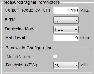 Fig. 3-17: Main settings for measured signal. Multi-Carrier Several tests can be carried out with MC.