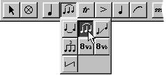 Adding a Slur Now add a slur to the eighth notes in the second measure: 1. Select the slur tool from the Groups palette.