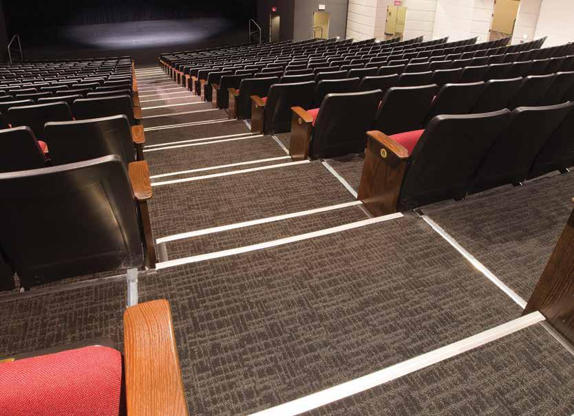 STAGE FLOOR Hard wood sprung floor painted black (No drilling or screwing is permitted) Stage trap coverings: 6 @ 3 11 x 8 Trap depth: 9 (No elevating device or stairs in traps, must replace covers