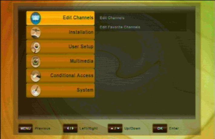 7 MENU OPERATION The main menu can be activated by pressing the MENU key. Main menu provides access to most important functions and features of the receiver.