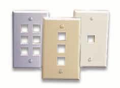 Leviton Wall Plates, Surface Mount VOICE & DATA Leviton QuickPort Single-Gang Multi-Port Wall Plates Single-gang flush mount wallplates offer field-configurable flexibility in an attractive