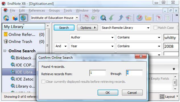 You have the option of retrieving all of the references or a specific range of references. Click OK to retrieve and view these references. 9.