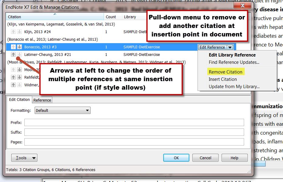 Click the Edit and Manage Citation(s) link in Word s