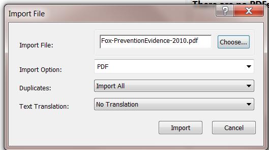 Importing to Library EndNote permits the importing of properly formatted files or even folders of files into a Library.