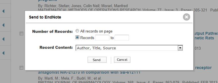 EndNote Export References from Web of Science If you did not select single references, also a range can be