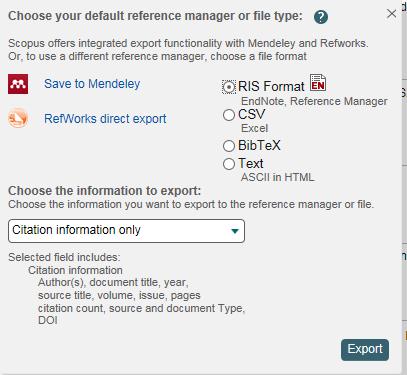 EndNote Export References from Scopus Select Records and use the Export function: Choose Options Ulrich Fischer 02.