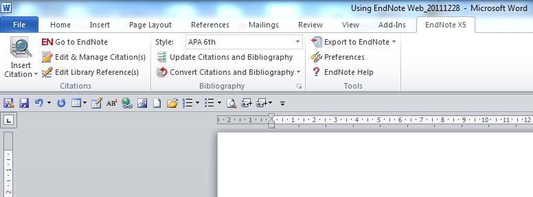Cite while you Write Using your Citations in Documents With EndNote you can insert selected citations into your Word 2007 or 2010 document while you are writing it.