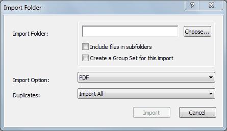 6. Start EndNote. Create a new library or open an existing one. 7. Select Import... from the File menu and choose Folder... A pop up window named Import Folder appears (Figure 8). 8. Click Choose.