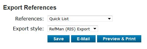4 Export references References in the EndNote Online library can be exported in different formats for different reference management software packages via Export References under the tab Format.