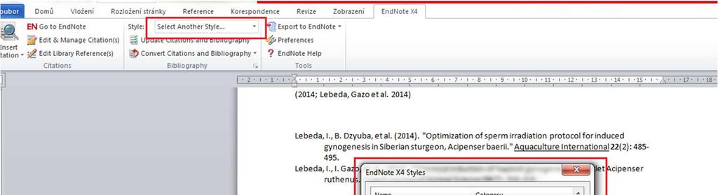 Select a bibliographic style 1.