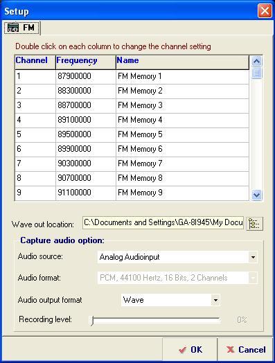 05MHz to current frequency value :Scan next available channel :Scan previous available channel :Add current frequency to memory channel list