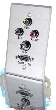 5mm + Composite Video + Stereo Audio Wall Plate - Brushed Aluminum 40490 Single Gang VGA (HD15) (Bottom) + 3.