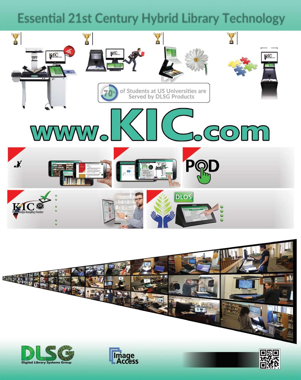 LARGEST SCAN AREA Essennal 21st Century Hybrid Library Technology The Best All Around KIC Bookeye 4 V2 & V3 Models The Fastest KIC Click Mini Tabletop Touch & View The Most Beautiful KIC Click Slim