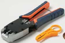 Telephony & Twisted Pair Products Modular-Plug Crimp Tools Crimp Tools for Flat and Round-Stranded Modular Plugs Built-In Stripping or Cutting-Stripping Blades Plastic or Hardened Steel Construction