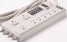 Theater 3-Transformer-Spaced Outlets 6-MOV 3-Line Protection 6 Cord EMI-RFI Noise Filtered Illuminated Breaker-Switch Phone/Fax/Modem/CATV/Satellite Ports LED Surge/Ground-Fault Indicator Surge-Fail
