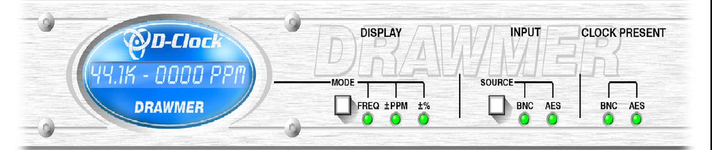 CONTROL DESCRIPTION DISPLAY A Blue/White LCD display wth three switchable modes of operation: FREQ, ±PPM and ±%. The mode that is displayed during power down is saved for the next session.