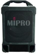 8 hour battery power, 5 Covers approx. 100 people $70.00 MIPRO707 707 Portable PA, battery operated.