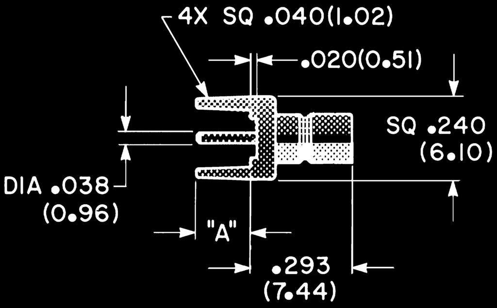 STRAIGHT PC MOUNT JACK RECEPTACLE SMB 50 OHM DIE CAST Leg Length Dim. A l 131-1701-201.155 (3.