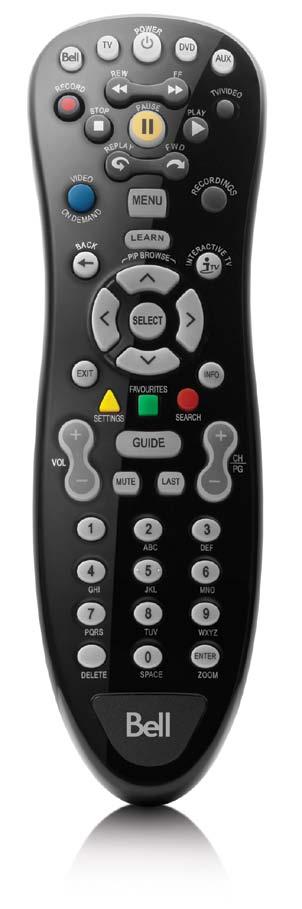 Your remote Your remote control is your key to getting the most out of your Fibe HD PVR or HD receiver. Use this chart below.to familiarize yourself with the remote.