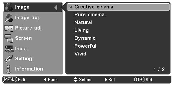 Image Image Level Selection Image level selection can be made for each input source.