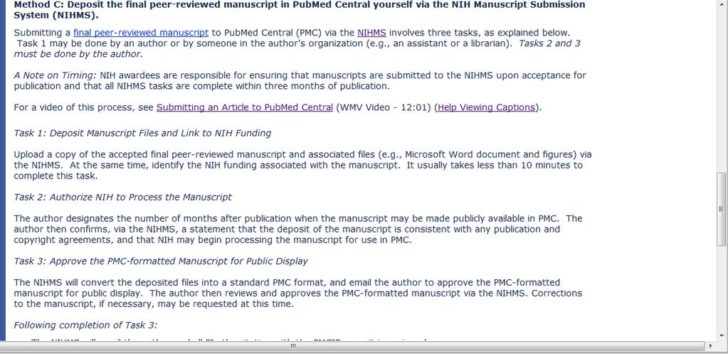 Method C: Deposit the final peer-reviewed manuscript in PubMed Central yourself via the
