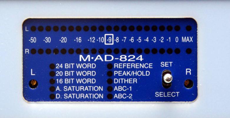 M AD-824 Analog to Digital Converter A.) M AD-824 OPERATION The M AD-824 is a two-channel unit, converting analog audio to AES digital output in wordlengths of 16, 20, or 24 bits.
