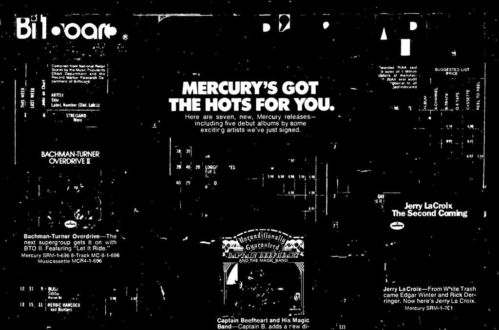 Mercury SRM-1-709 8-Track MC-8-1-709 Musicassette MCR4-1-709 ek To Oa Warner 8tos 5S 2 49 16 BETTE MIDLER AtIanttc SO 170 5 ; 10$4$$Y *INTER Saints & S nners Columttla KC