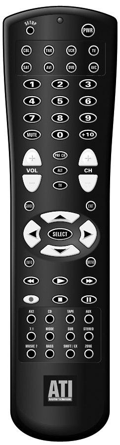 16 1 17 2 3 Remote Control The remote control for the A/V PROCESSOR is a preprogrammed universal remote that is the primary control system for the A/V PROCESSOR.