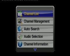 DVB-T TV 1. Choose the menu item DVB-T TV in the main menu. 2. Press [OK] to enter TV-mode. 3. Press [CH+] and [CH-] to switch. 4. Press [EXIT] to get back to the last menu item.