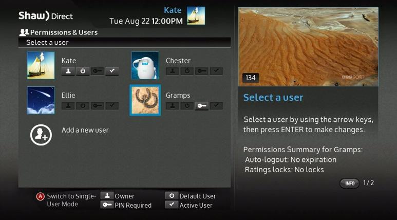 The avatar and user name will be displayed at the top of every screen as a reminder on who is currently logged in.