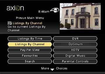 Section 2 - Digital cable access Main menu Main menu gives you access to all digital cable functions.