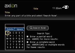 Search results list Keyboard to type in your search To save your search To save search results, select Save search option and press OK/SELECT.