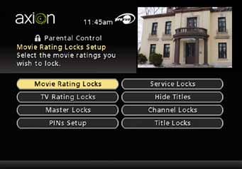 Section 2 - Digital cable access Parental control setup Set up locks wherever you are navigating on the guide or while watching TV. 1. Press MENU and select the icon from the quick menu; 2.
