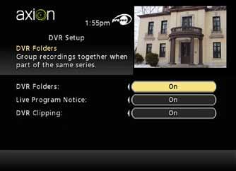 1 DVR folders: Groups recordings together when part of the same series. 2 Live program notice: Receive reminders to set longer recordings for live shows.