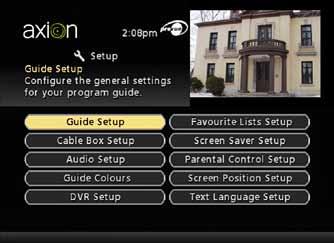 Section 2 - Digital cable access Setup From the Setup menu, you can activate and customize certain features such as parental control options, terminal settings, audio and language settings.