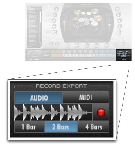 Recorder Strike has a recorder that can capture drum loops as either digital audio or MIDI data.