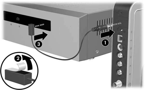 Media Center Setup To connect the IR blaster cable: In a single-tuner connection or to set-top box A in a dual-tuner connection: a.